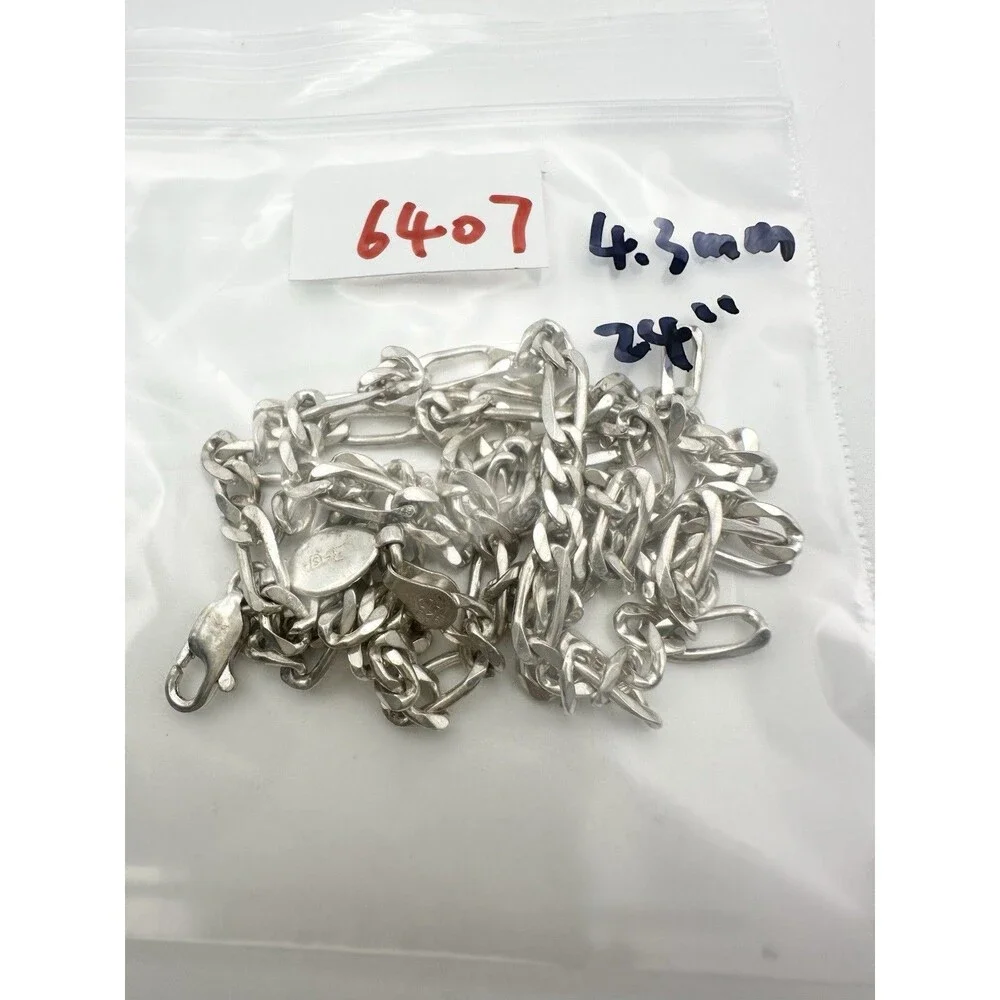 Solid 925 Sterling Silver Figaro Chain Necklace ITALY Men Women 4.3mm 24”